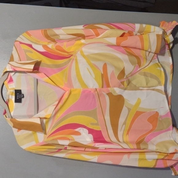 Vici shirt balloon sleeve 60s 70s retro print - Picture 1 of 6